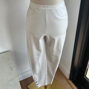 Italian Brand Patrizia Pepe White Faux Leather Cigarette Pants